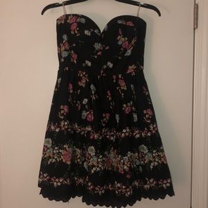 Strapless Black Floral Forever 21 short dress